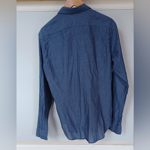 John Varvatos Mens Size M Button-Down Shirt Blue Modern Fit Long Sleeve - Picture 2 of 4